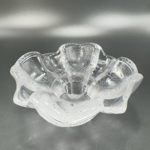 Orrefors Sweden Textured Scalloped Votive Candle Holder Clear Signed Glass VTG - Picture 14 of 15